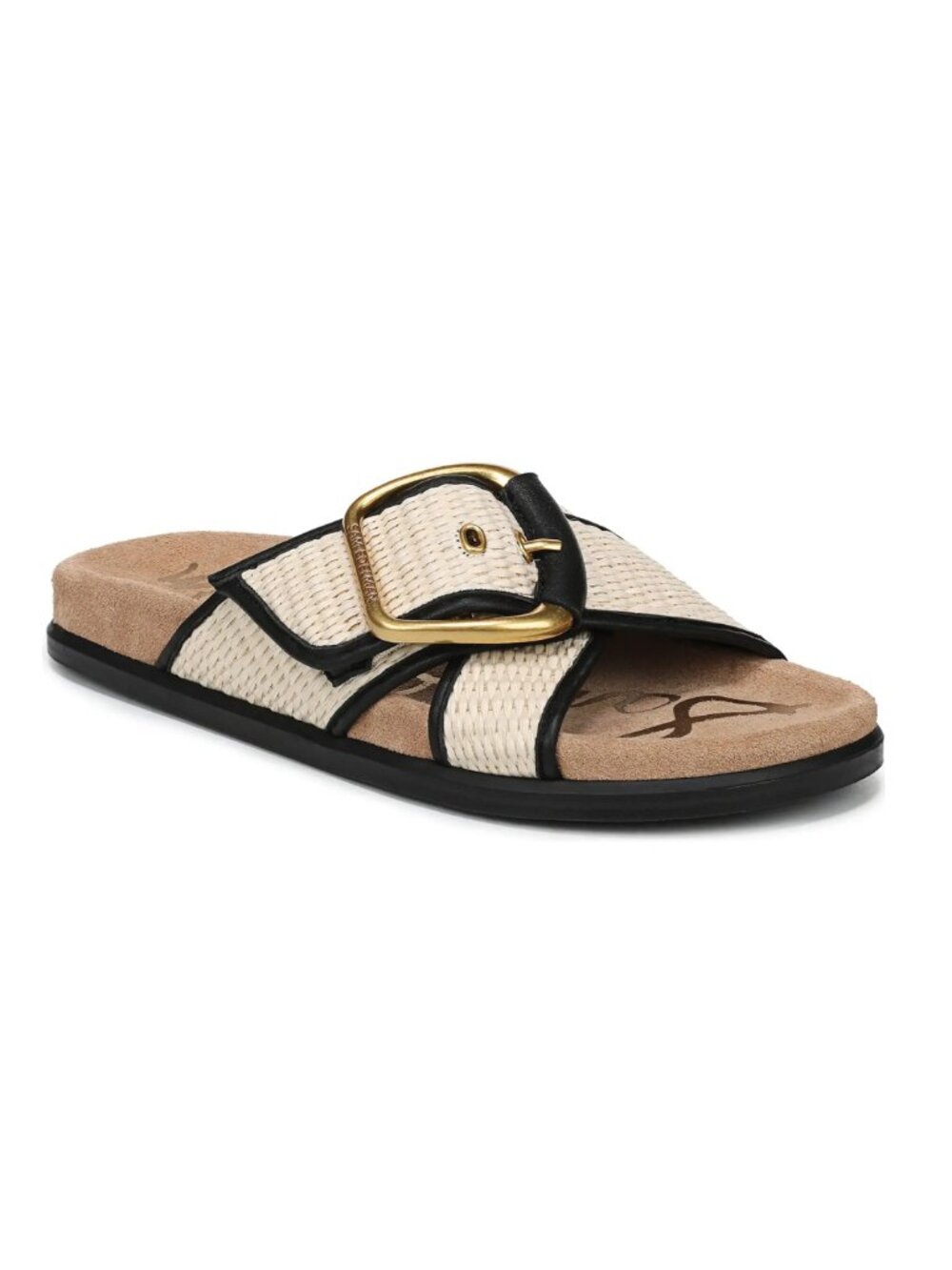 Sam Edelman Darla Crisscross Slide Sandals Linen Black Size 6 M NWT